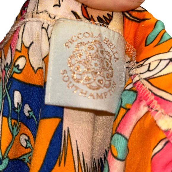 piccola bella southampton pink orange fun bold KEY print handkerchief dr… - Picture 2 of 6